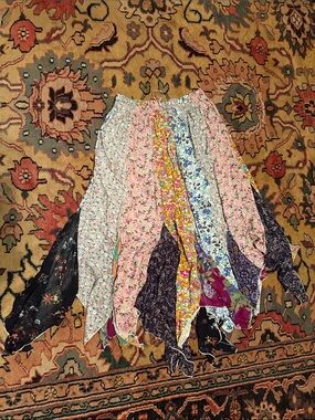 Bohemian Multi-Panel Floral Patchwork large Skirt - Pink Mix
